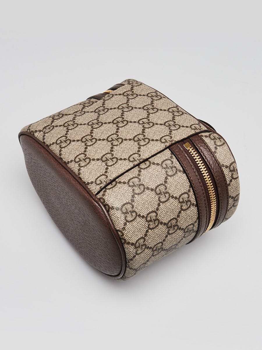 Gucci Beige Supreme GG Coated Canvas Vintage Web Ophidia Cosmetic Case