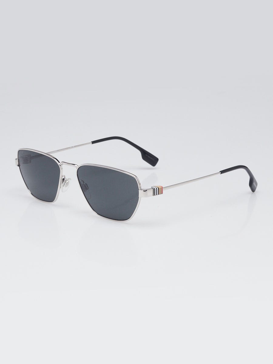Burberry Silvertone Metal Angular Sunglasses - B3146 | Yoogi's Closet