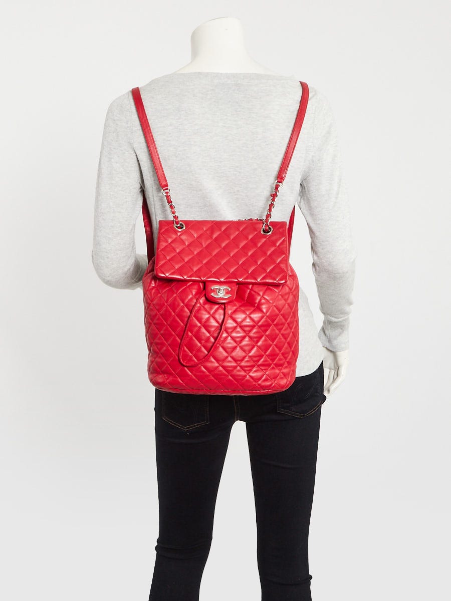 Chanel Dark Pink Quilted Lambskin Leather Large Urban Spirit Backpack Bag