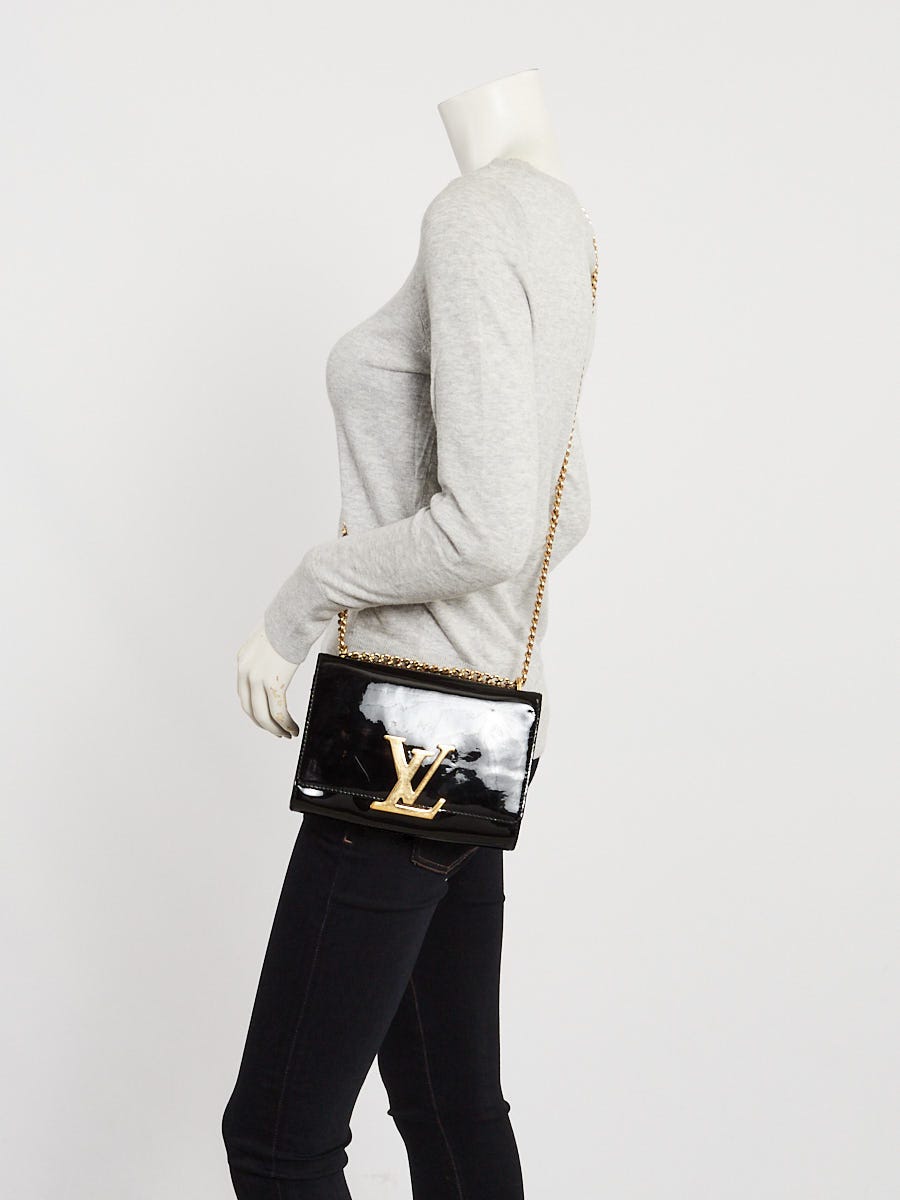 Louis Vuitton Black Patent Leather Chain Louise MM Bag