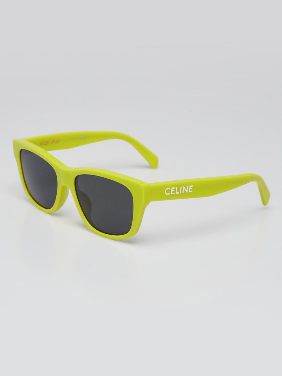 Celine Neon Yellow Acetate Frame Tinted Sunglasses CL40249U