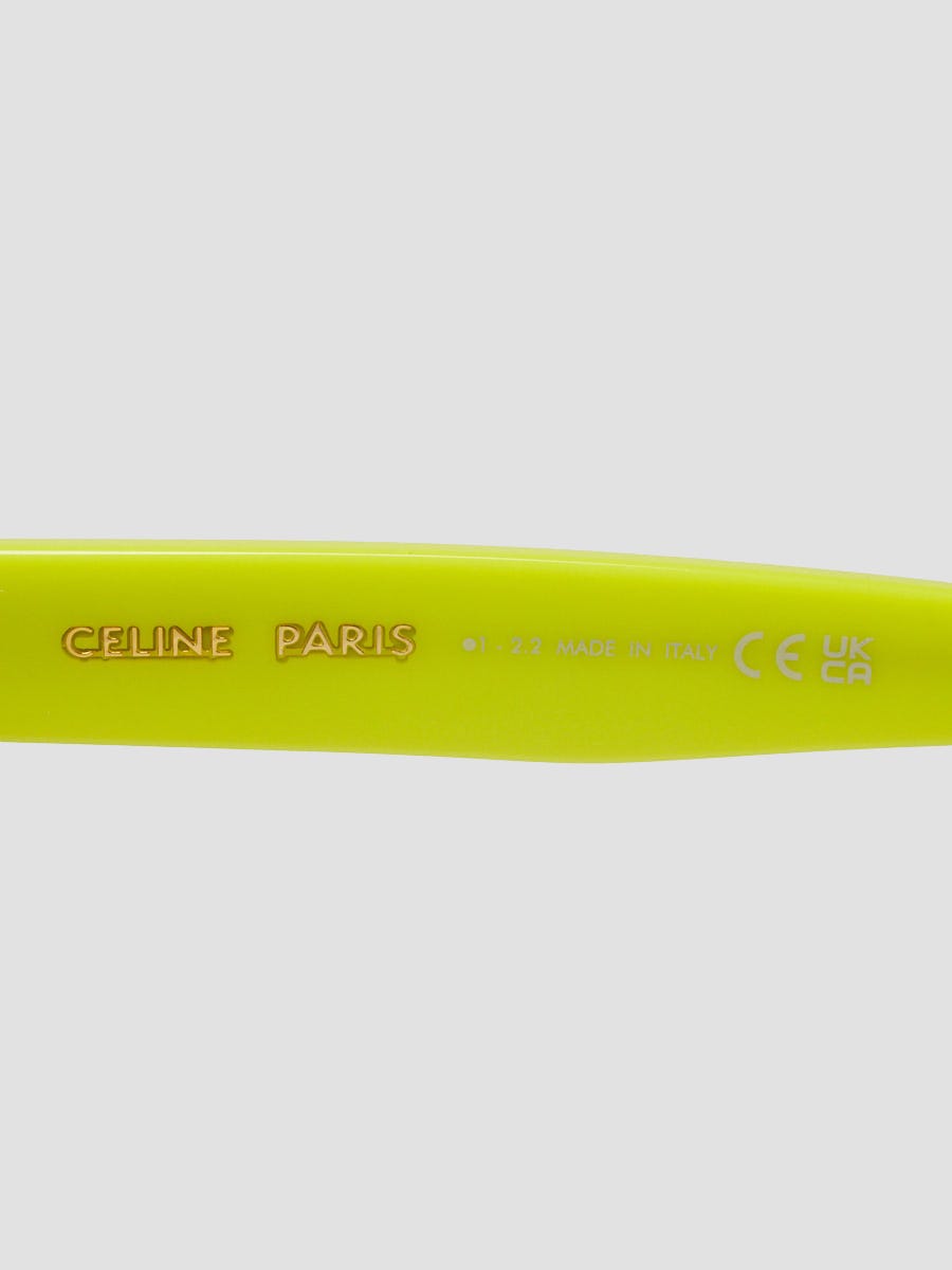 Celine Neon Yellow Acetate Frame Tinted Sunglasses CL40249U