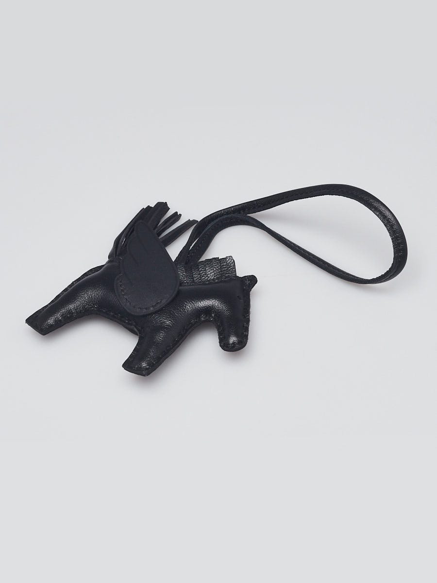 Hermes So Black Milo Lambskin Leather Rodeo Pegasus PM Bag Charm