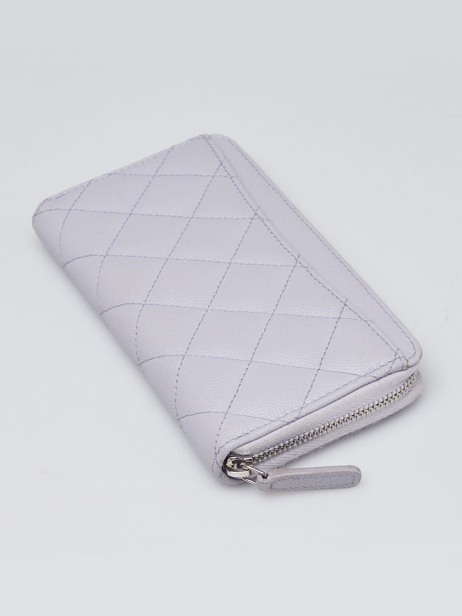 Chanel Light Purple Quilted Caviar Leather Compact Zippy Wallet