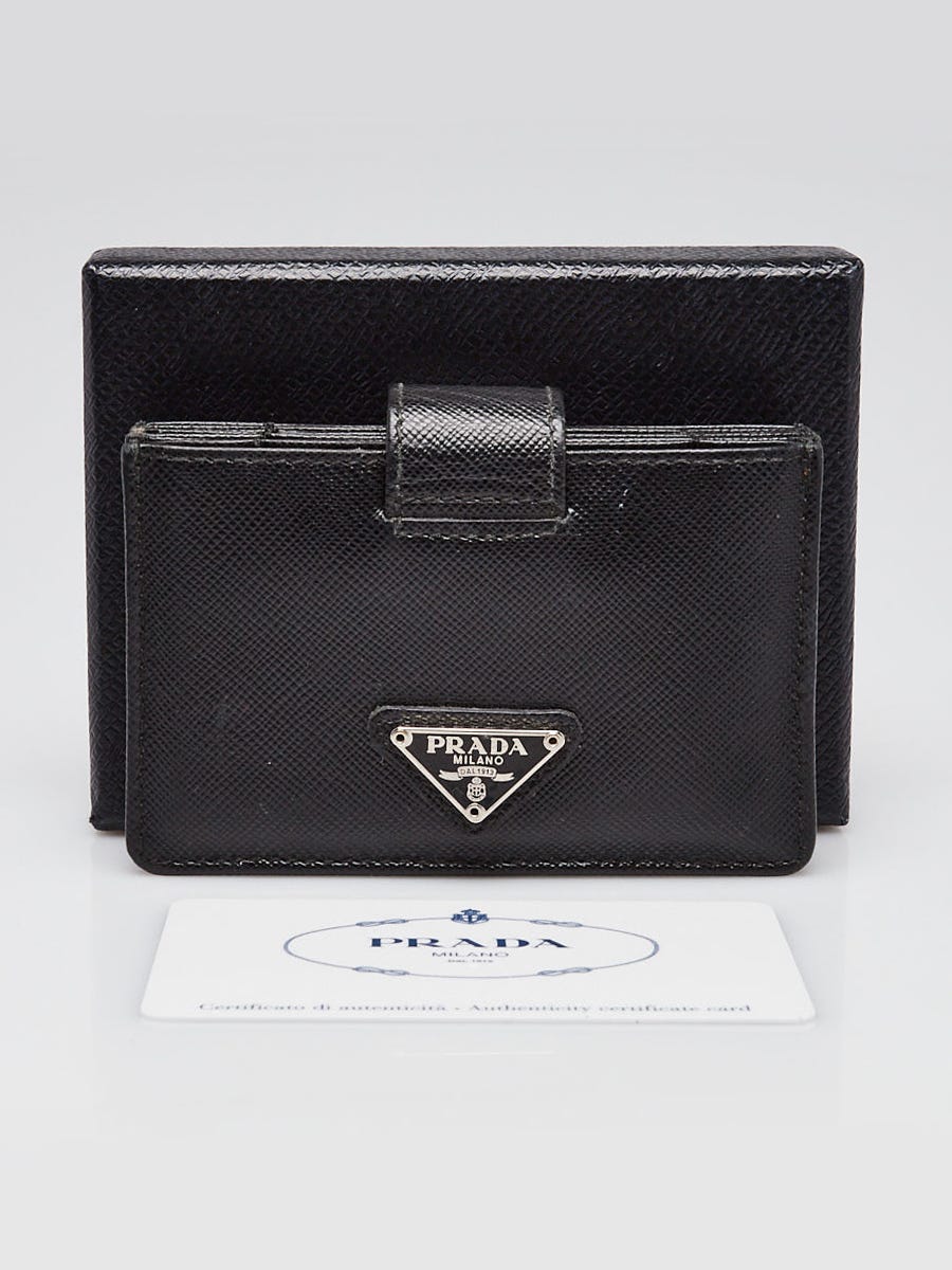 Prada Black Saffiano Leather Card Holder Wallet - 1M1211
