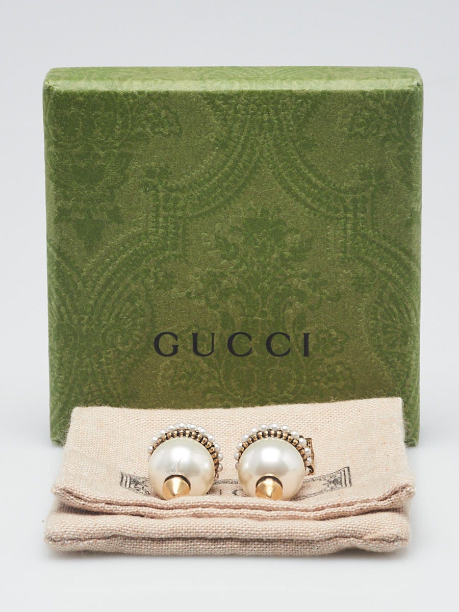 Gucci Faux Pearl Tiger Earrings