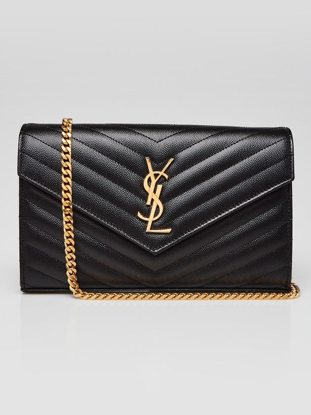 Bell Outline Ringing Yves Saint Laurent Black Chevron Quilted Grained Leather Medium ...