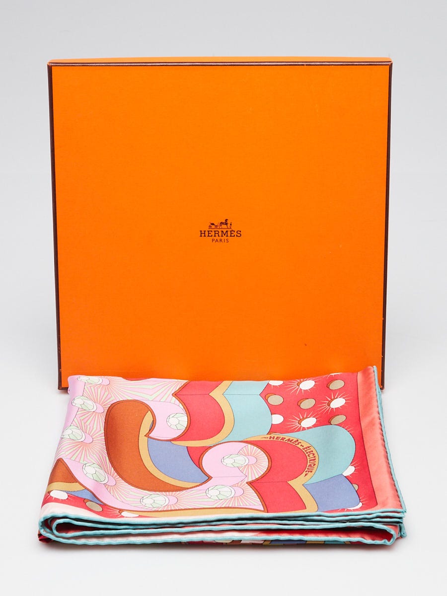 Hermes 90cm Rose Pale/Vet/Mauve Silk Hermes Électrique Dimitri