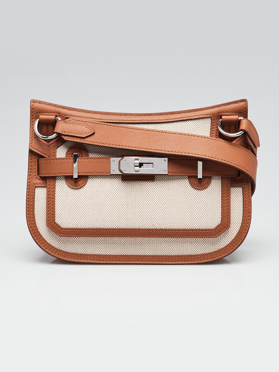 Hermes Beige/Gold Toile and Swift Leather Mini Jypsiere Bag