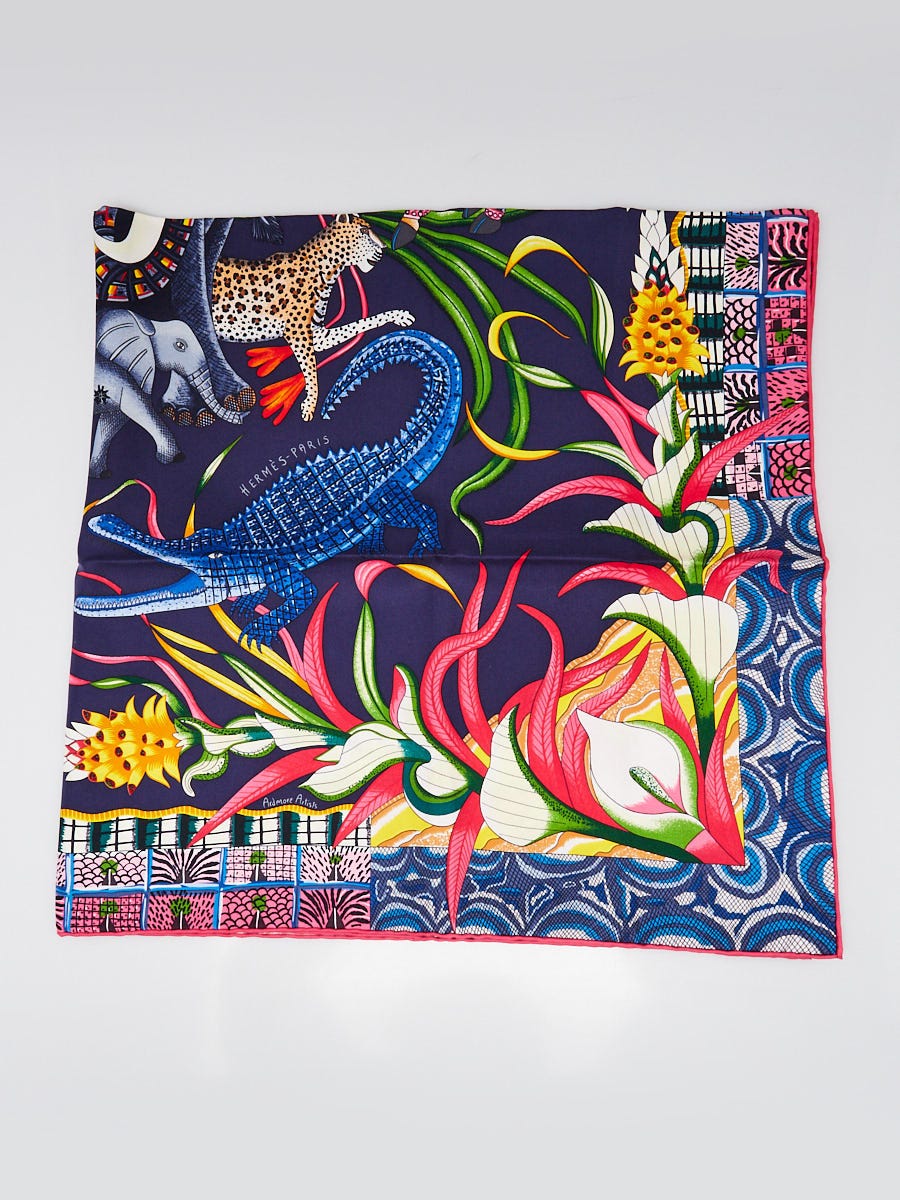Hermes 90cm Blue/Multicolor Silk Le Marche Du Zambeze Ardmore