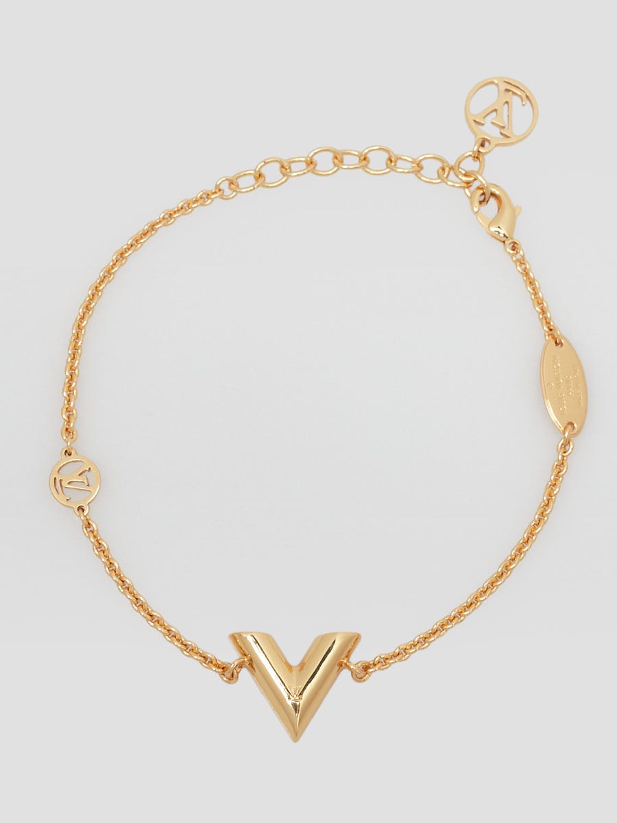 Louis Vuitton Goldtone Metal Essential V Bracelet | Yoogi's Closet