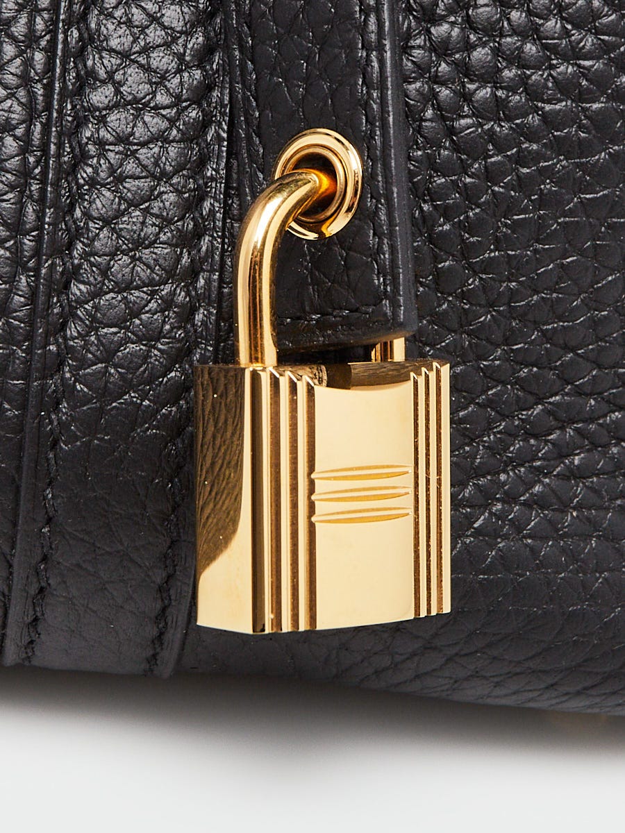 Hermes 18cm Black Clemence Leather Gold Plated Picotin Lock Bag