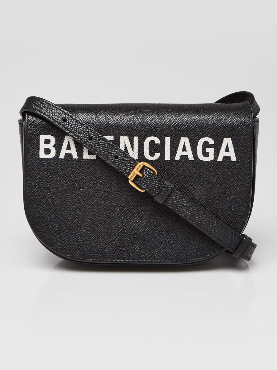 Balenciaga Black Grained Leather Ville Day XS Crossbody Flap Bag