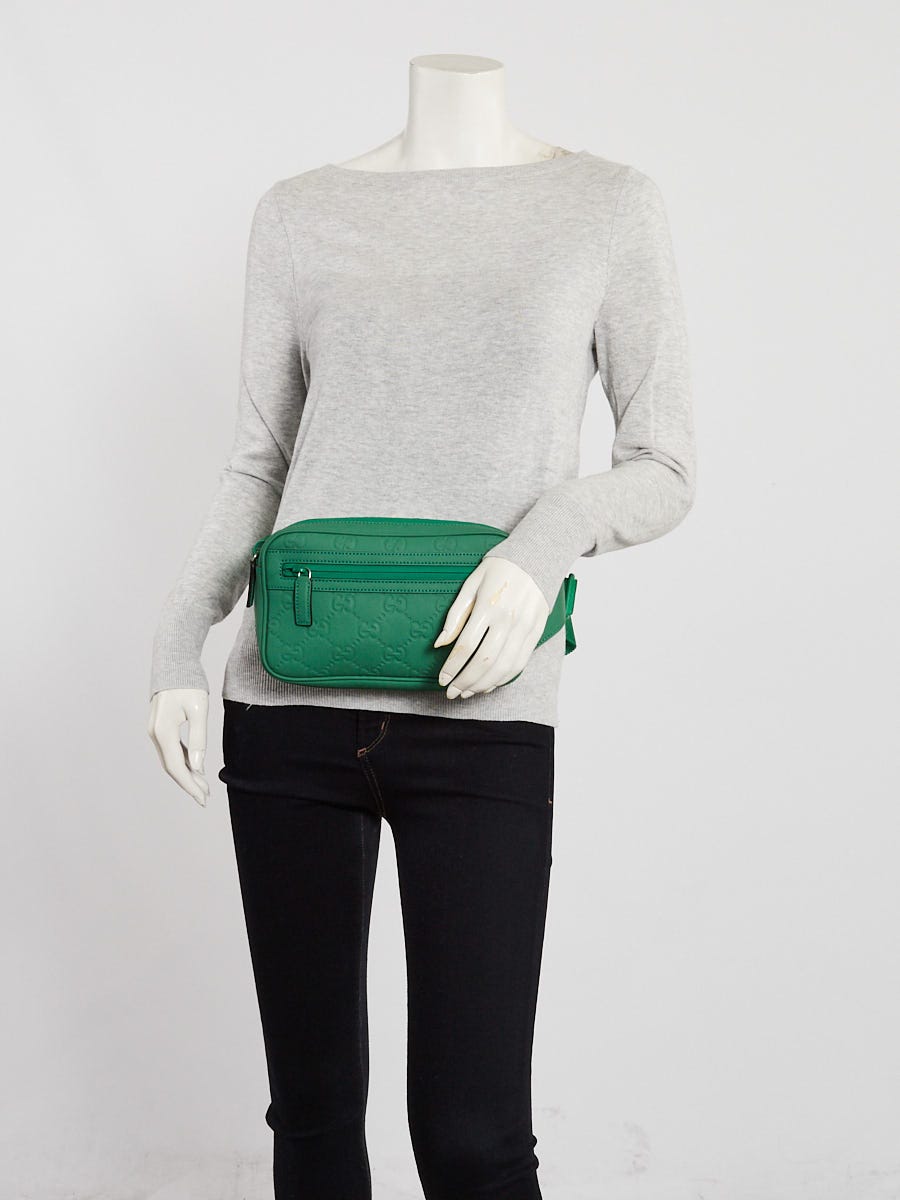 Gucci Green Rubber Effect Leather Belt Bag