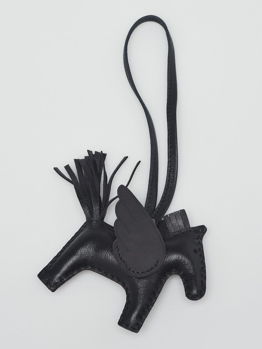 Hermes So Black Milo Lambskin Leather Rodeo Pegasus PM Bag Charm