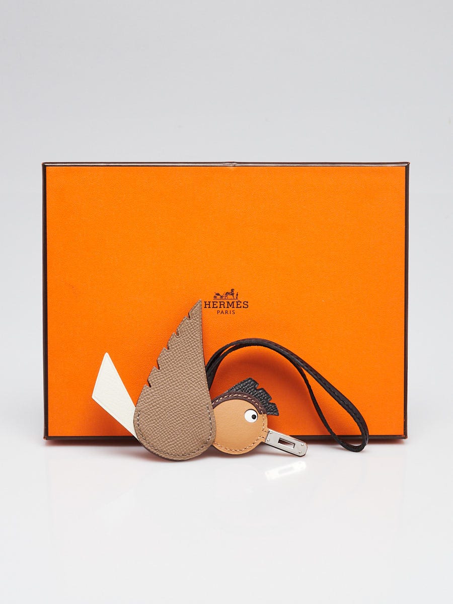 Hermes Etoupe/Nata/Biscuit Epsom Swift Chevre Mysore Leather Paddock Birdy Bag Charm
