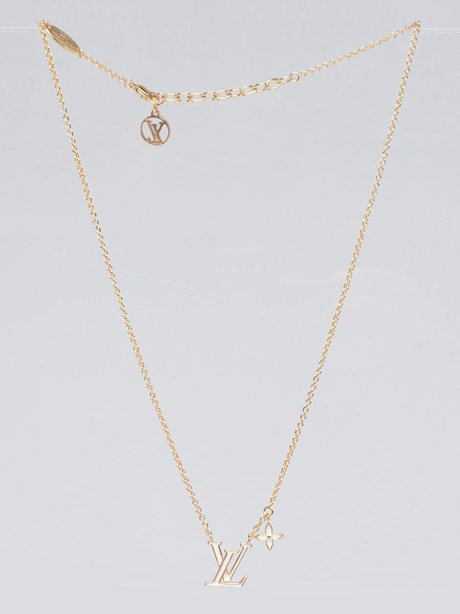 Louis Vuitton Goldtone Metal Blanc Enamel LV Iconic Necklace