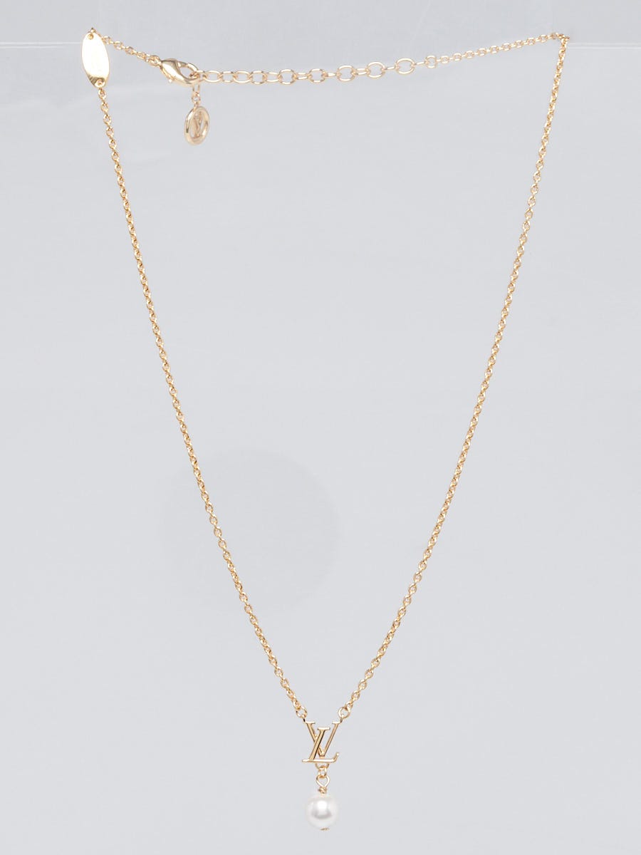 Louis Vuitton Goldtone Metal Faux Pearl Iconic Louisa Pendant Necklace