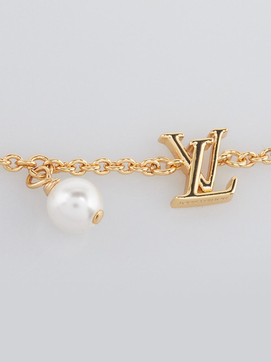 Louis Vuitton Goldtone Metal Faux Pearl Iconic Louisa Bracelet