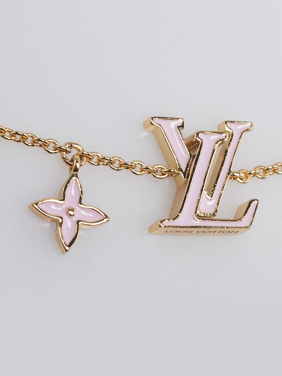 Louis Vuitton Goldtone Metal and Pink Enamel LV Iconic Bracelet