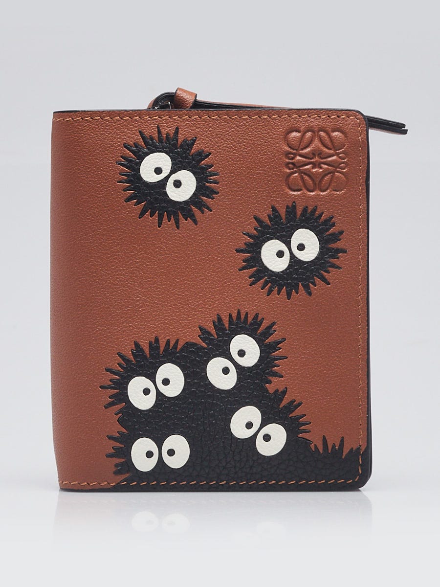 Loewe x Studio Ghibli Brown/Black Leather Dust Compact Bifold Wallet ...