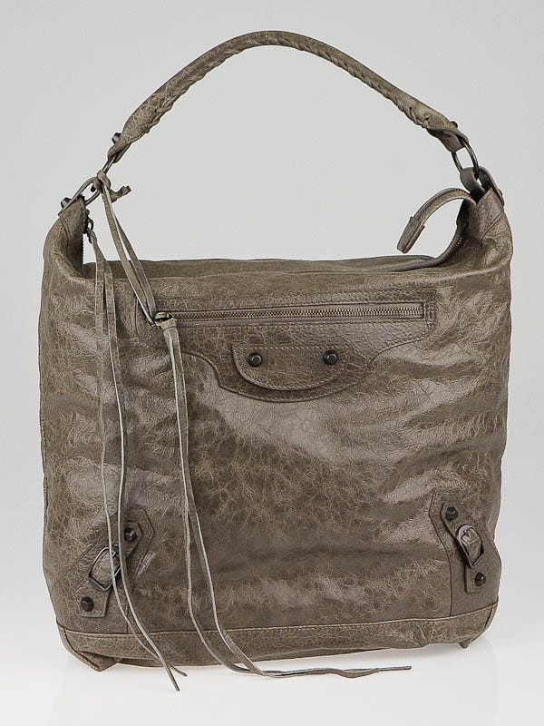 Balenciaga Gris Poivre Lambskin Leather Day Bag