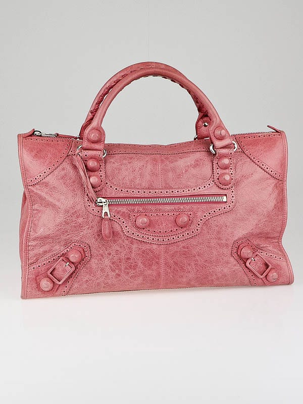 Balenciaga Framboise Leather Giant Brogues Covered Work Bag