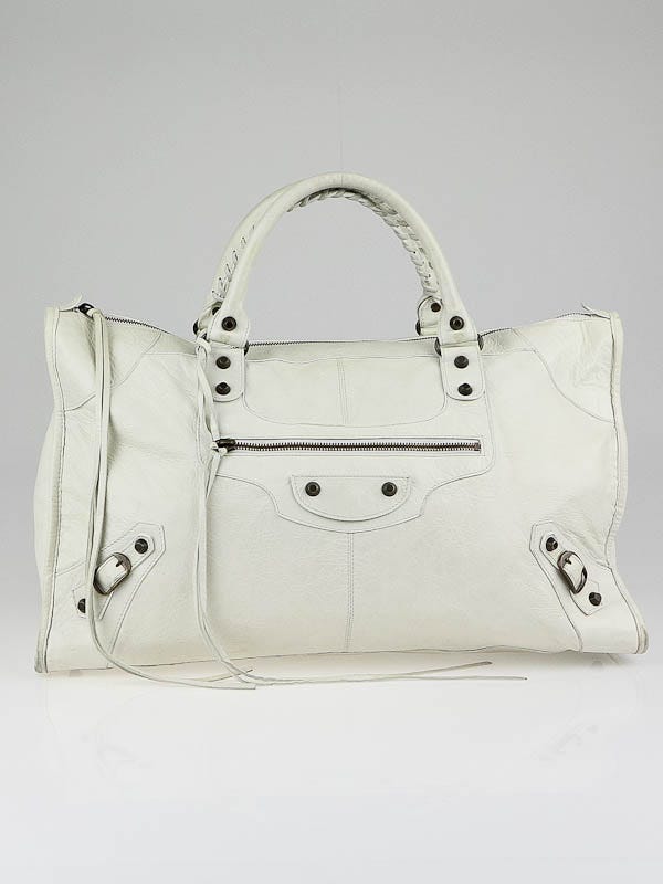 Balenciaga White Chevre Leather Work Bag