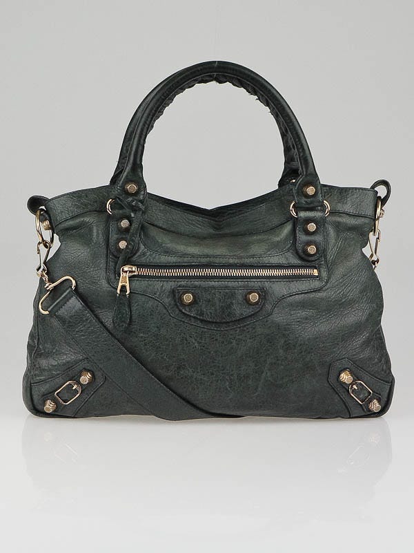 Balenciaga Anthracite Leather Giant 12 Rose Gold Town Bag