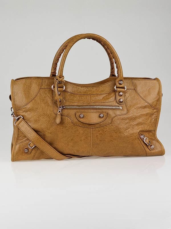 Balenciaga Cumin Lambskin Leather Giant 12 Rose Gold Part Time Bag