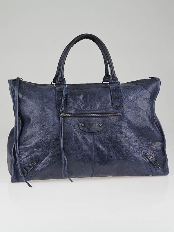 Balenciaga Marine Lambskin Leather Weekender Bag | Yoogi's