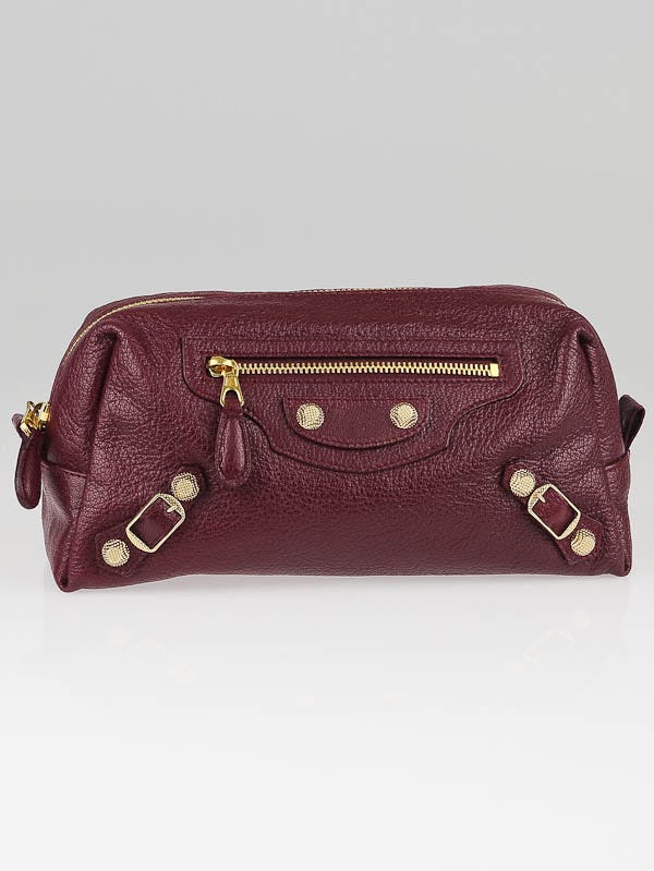 Balenciaga Cassis Lambskin Leather Giant 12 Gold Pencil Case M