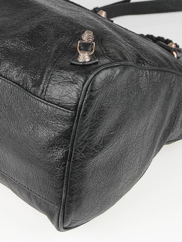 Balenciaga Black Lambskin Leather Giant 12 Rose Gold Velo Bag