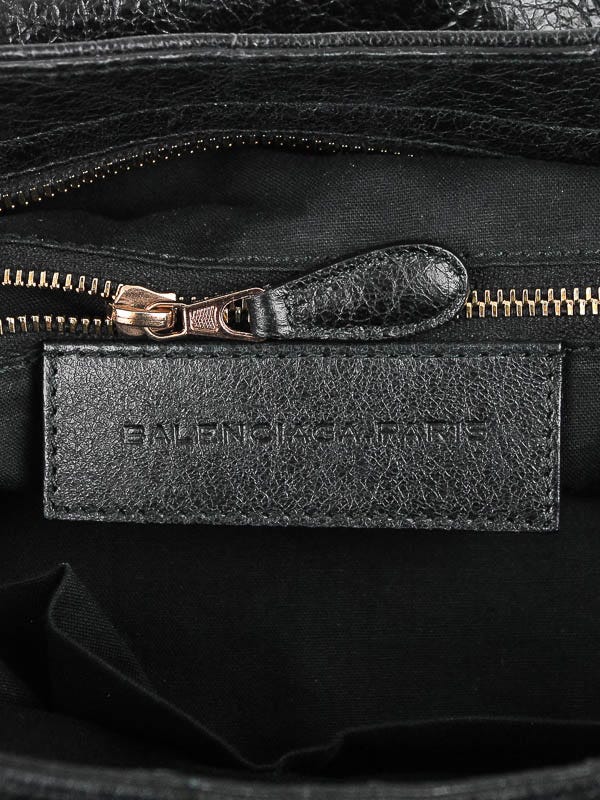 Balenciaga Black Lambskin Leather Giant 12 Rose Gold Velo Bag