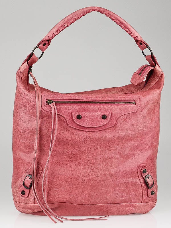 Balenciaga Framboise Lambskin Leather Day Bag