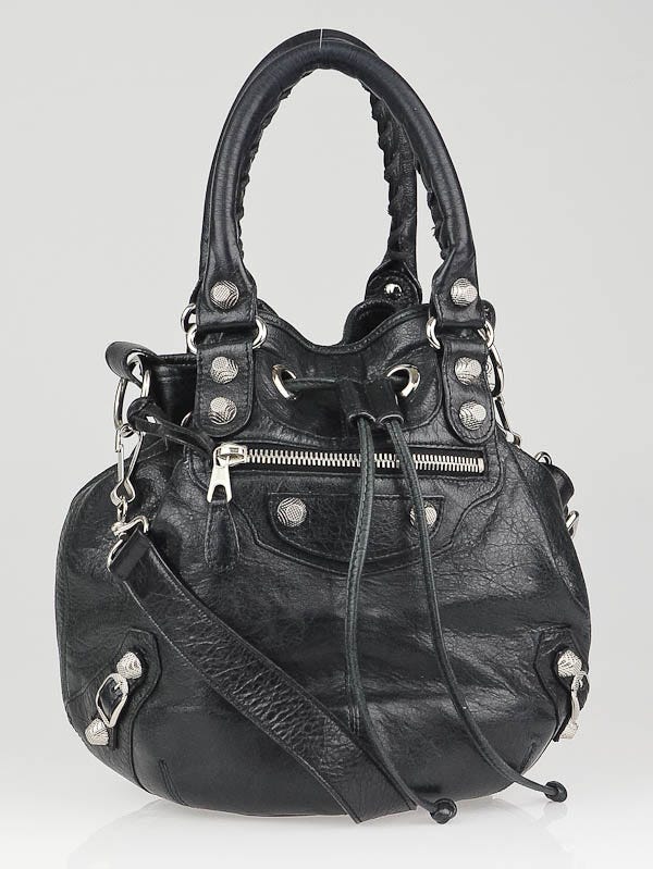 Lover Mansion lighed Balenciaga Black Lambskin Leather Giant 12 Silver Mini PomPon Bag - Yoogi's  Closet