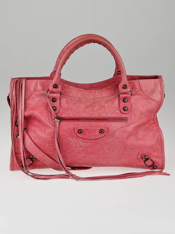 Balenciaga Grenadine Lambskin Leather Motorcycle City Bag