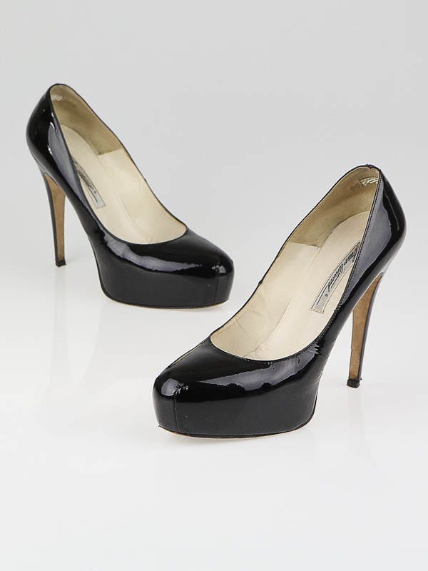 Brian Atwood Black Patent Leather Maniac 120 Pumps Size 7/37.5