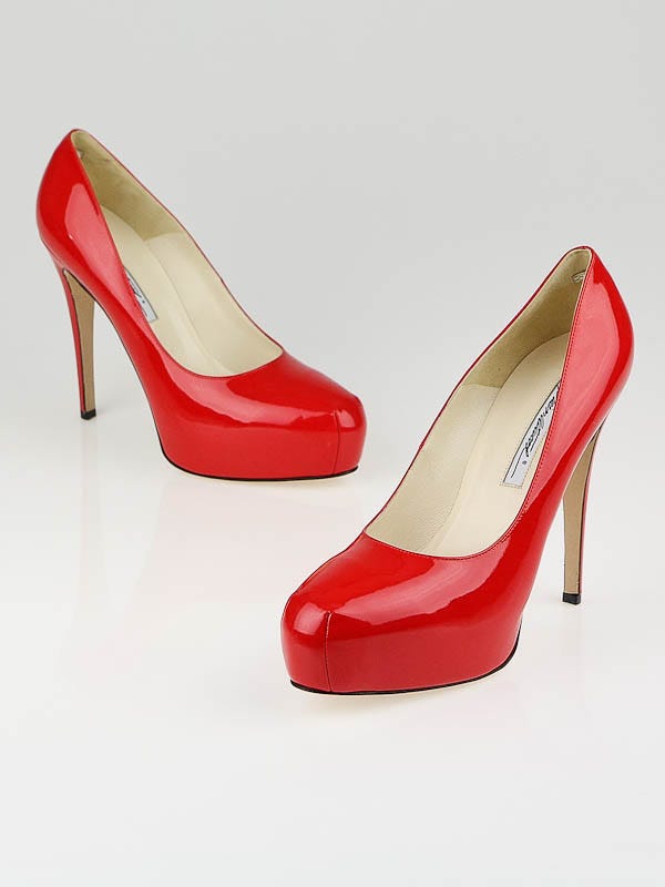Brian Atwood Red Patent Leather Maniac 120 Pumps Size 10/40.5