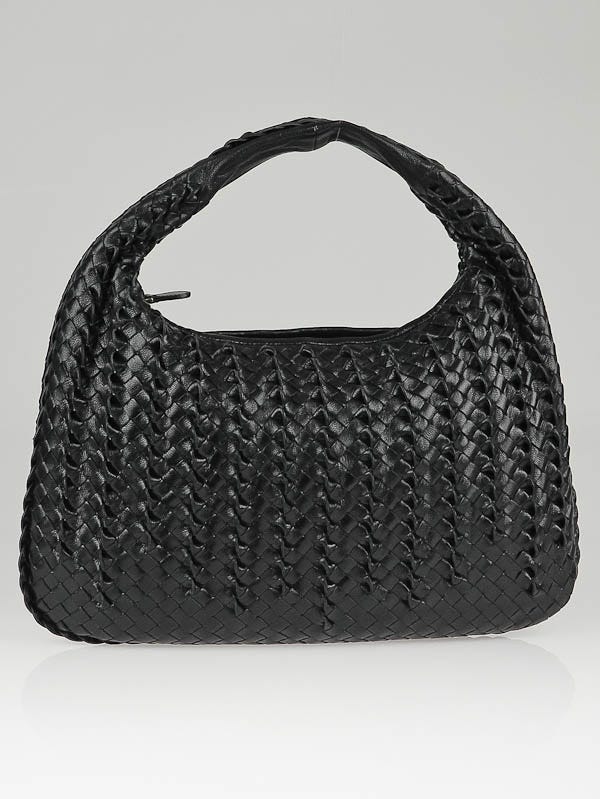 Bottega Veneta Black Tornabuoni Leather Small Veneta Hobo Bag