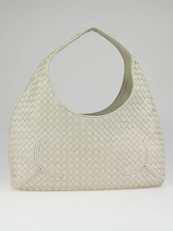 Bottega Veneta Cream Woven Leather Malmo Ball Hobo Bag