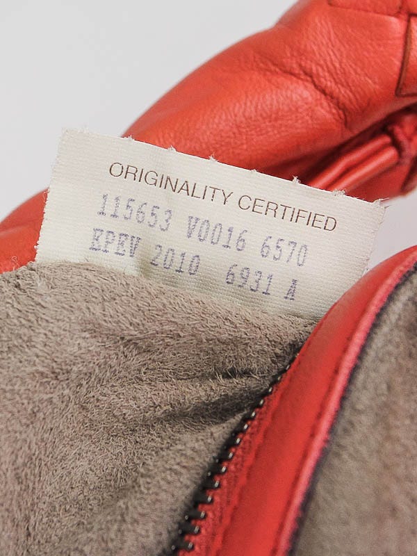 Bottega Veneta Magma Coral Medium Veneta Woven Hobo Bag