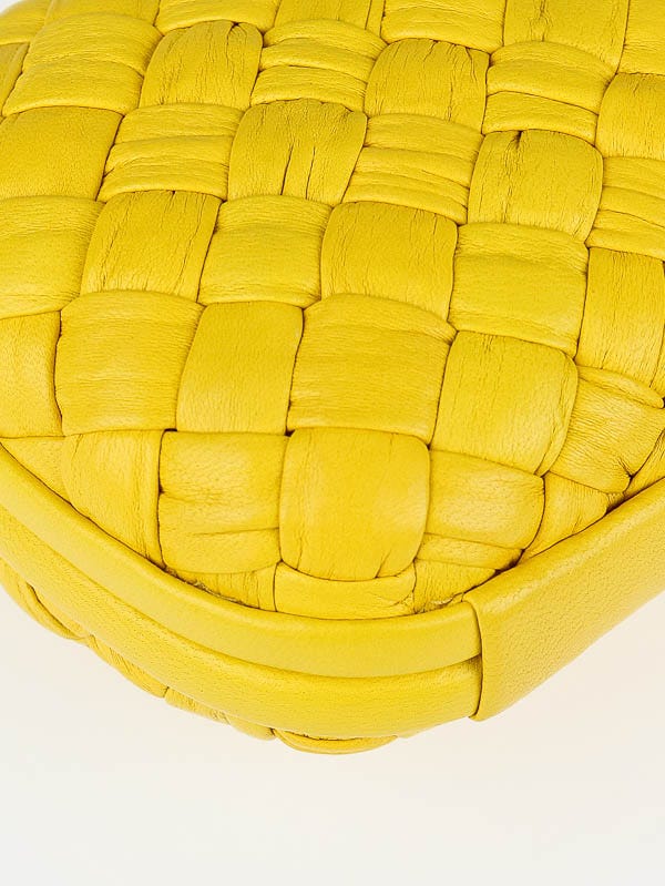 Bottega Veneta Yellow Intrecciato Woven Leather Knot Clutch