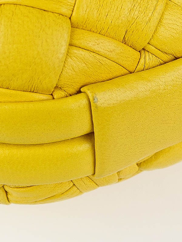 【関税&送料込】Bottega Veneta Bijoux Yellow Bottega Veneta Yellow Intrecciato Woven Leather Knot Clutch