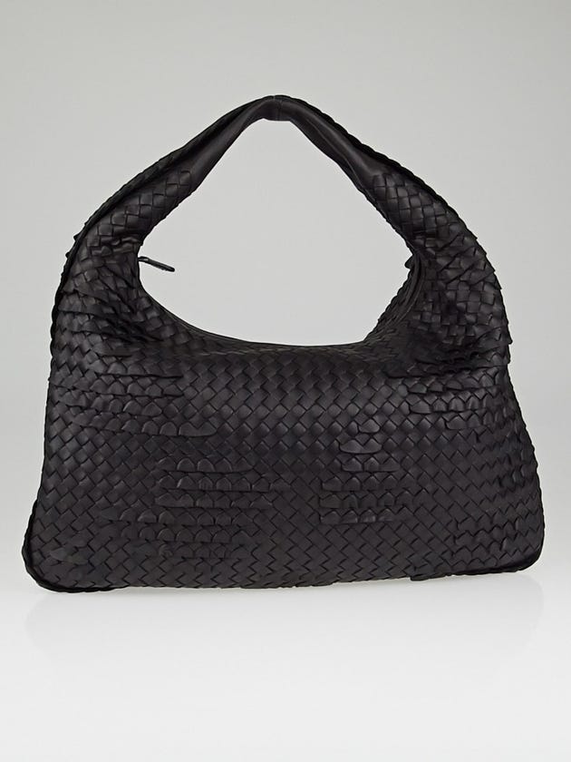 Bottega Veneta Black Intrecciato Woven Nappa Leather Large Veneta Miniode Hobo Bag