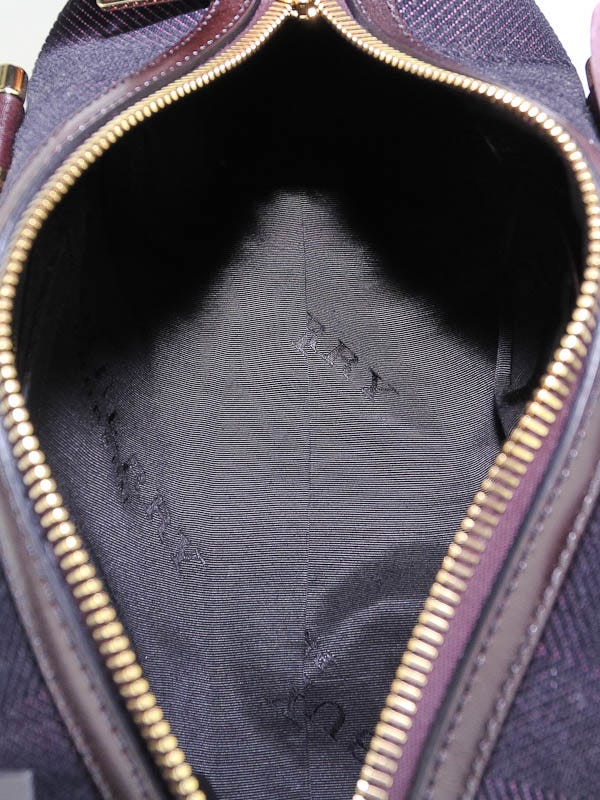 Burberry Prorsum Plum Check Jacquard Tweed Medium Barrel Bag