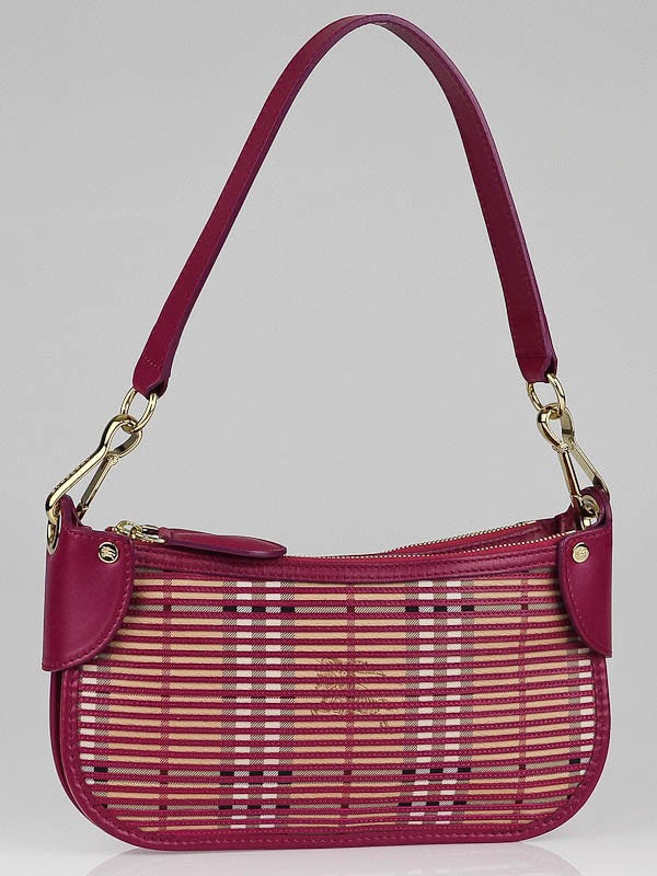 Burberry Bright Rhubarb Pink Haymarket Stripes Small Sling Bag - Yoogi's  Closet