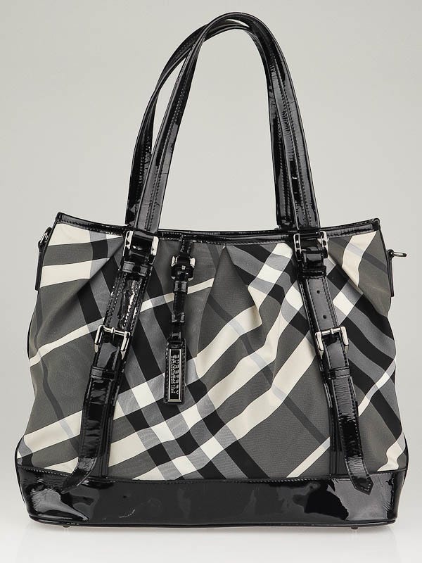 Burberry Beat Check Nylon Medium Lowry Tote Bag