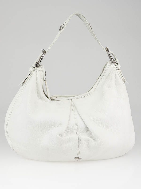Burberry White Leather Large Shoulder Bag