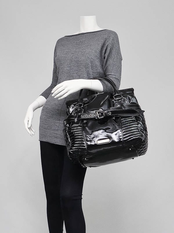 Burberry Black Patent Leather Extra Large Ribbed Biker Burberry Black Patent Leather Extra Large Ribbed Biker